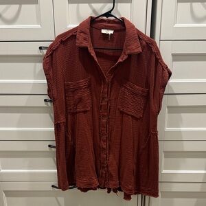 Entro Brick Red Button-Down Shirt